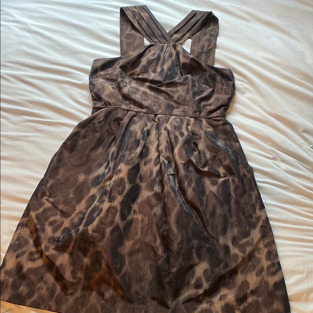 Banana Republic Brown Pleated Halter Mini Dress